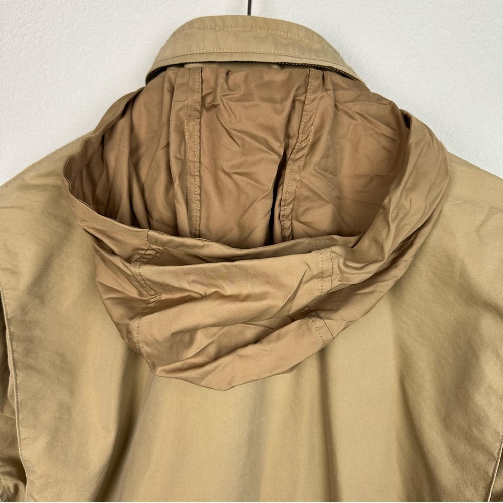 LL Bean Mens Khaki Utility Field Jacket Stowaway Hood 299789 Tan Large Regular - Picture 5 of 9